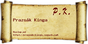 Prazsák Kinga névjegykártya
